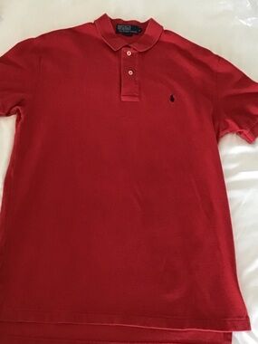 Polo by Ralph Lauren Red Men’s Pique Polo with Navy Logo